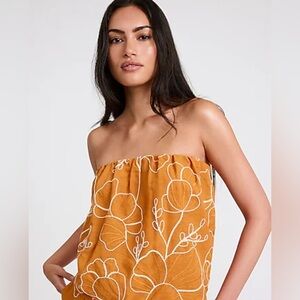 Express Floral Embroidered Tube Top 🧡